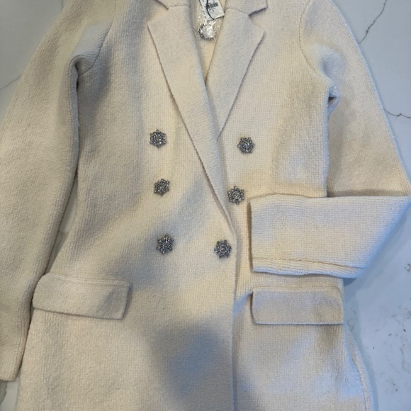 Holiday cream sweater blazer jkt. - Picture 3 of 5